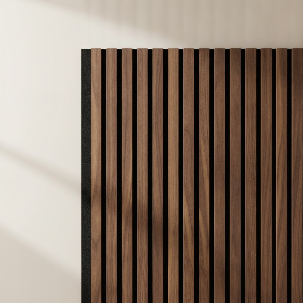 Corner of a slat panel showing the felt backing
